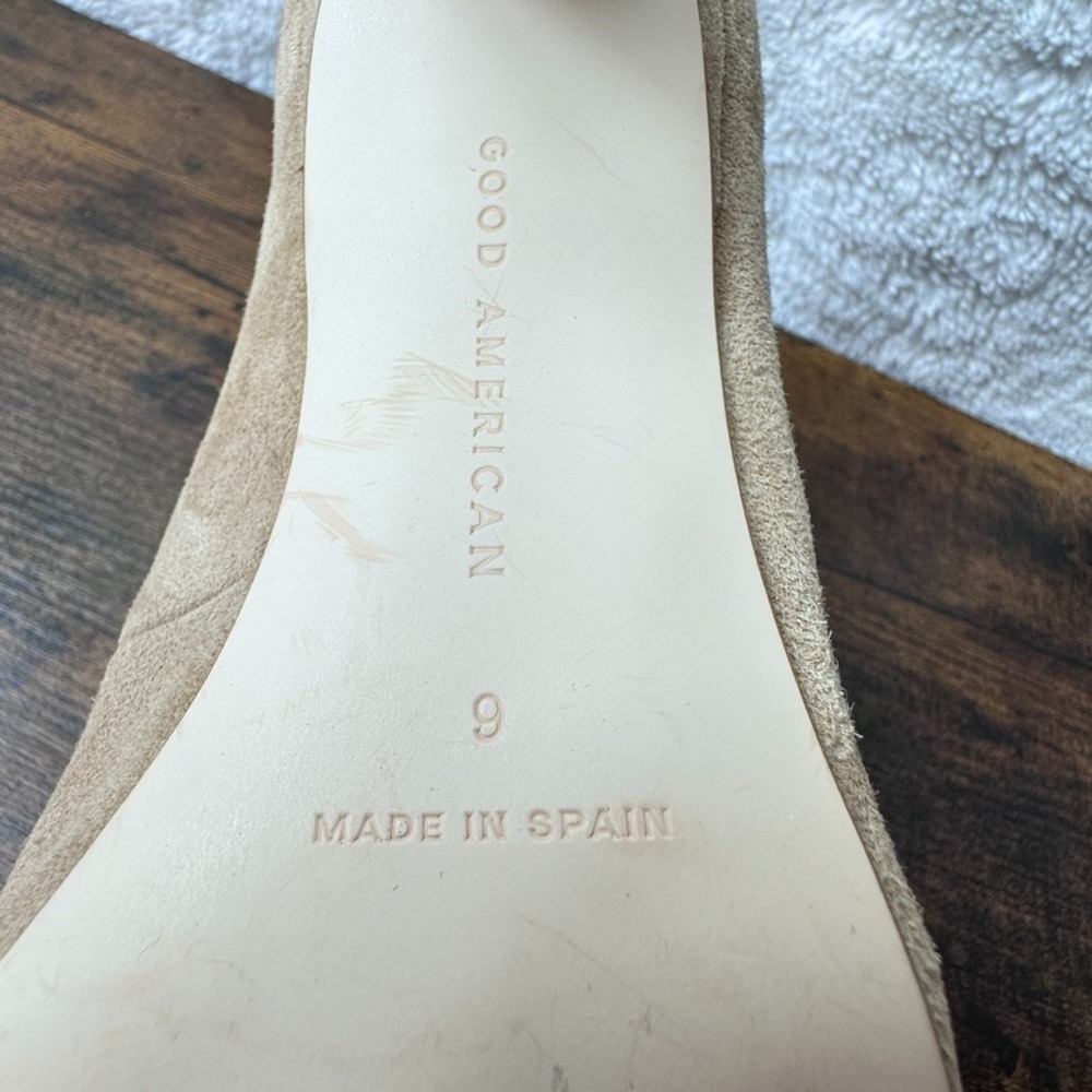 Good American Icon Pumps Size 9 Tan Suede‎ Pointy Toe Stiletto Heels Classics - Picture 9 of 10